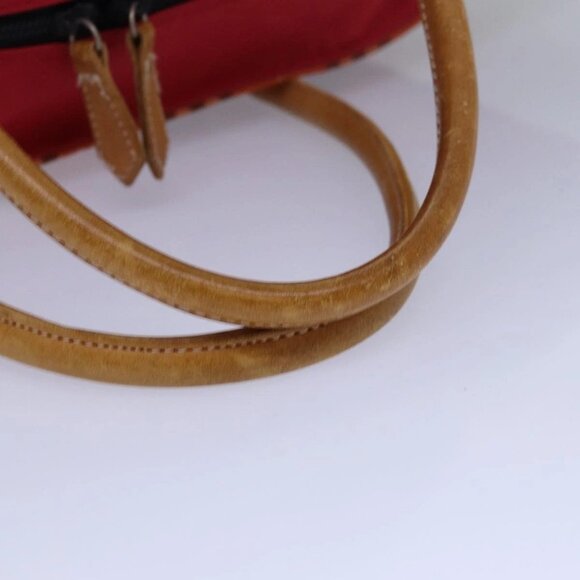 BURBERRY Nova Check Blue Label Tote Bag Nylon Leather Orange Brown Auth ti1814 - Picture 8 of 16